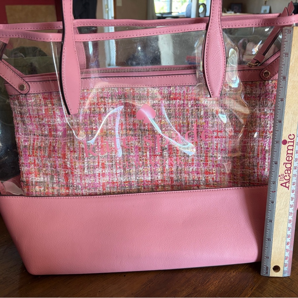 kate spade Pink Clear Tote with Tweed Insert